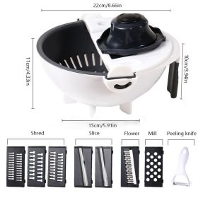 9 In 1 Multi-function Vegetable Cutting Artifact; Household Potato Shredding Machine; Manual Kitchen Artifact; Cutting Vegetable Draining