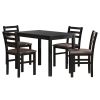 5PCS Stylish Dining Table Set 4 Upholstered Chairs with Ladder Back Design for Dining Room Kitchen Brown Cushion and Black (=OLD SKU:W69177433)