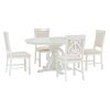 TREXM 5-Piece Retro Functional Dining Set, 1 Extendable Table with a 16-inch Leaf and 4 Upholstered Chairs for Dining Room and Kitchen (Antique White)