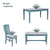 TOPMAX Mid-Century 6-Piece Wood Dining Table Set, Kitchen Table Set with Drawer, Upholstered Chairs and Bench, Antique Blue