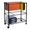 Oceanstar Portable 2-Tier Metal Rolling File Cart, Black