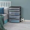 Plastic 5 Drawer Wide Tower Black