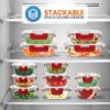 24-Piece Glass Food Storage Set with Locking Hinge Red Lids - Superior Quality