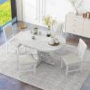 TREXM 5-Piece Retro Functional Dining Set, 1 Extendable Table with a 16-inch Leaf and 4 Upholstered Chairs for Dining Room and Kitchen (Antique White)