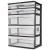 Plastic 5 Drawer Wide Tower Black