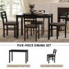 5PCS Stylish Dining Table Set 4 Upholstered Chairs with Ladder Back Design for Dining Room Kitchen Brown Cushion and Black (=OLD SKU:W69177433)