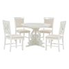 TREXM 5-Piece Retro Functional Dining Set, 1 Extendable Table with a 16-inch Leaf and 4 Upholstered Chairs for Dining Room and Kitchen (Antique White)