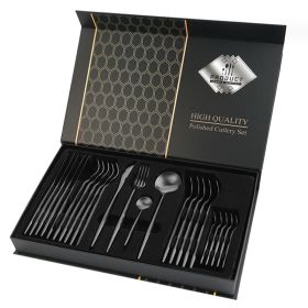 Gift Box Stainless Steel Tableware 24-piece Set (Option: Black 24 Piece Set)