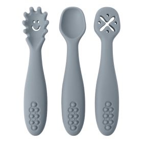 3 Silicone Spoons And Forks Baby Cutlery (Option: 005pebble)