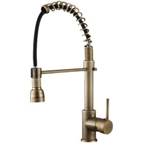 Copper Pull Antique Washing Basin Retractable Sink Kitchen Retro European Faucet (Option: Antique 3)