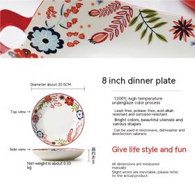 Home American Tableware Hand Drawn Creative Floral Style (Option: 8inch dining plate)