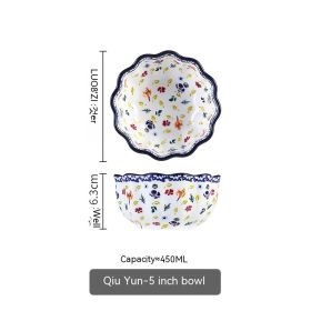 Polish Lace Bowl Home Use Set Good-looking Ceramic Nordic Bowl Plate Tableware Binaural (Option: 2Style)