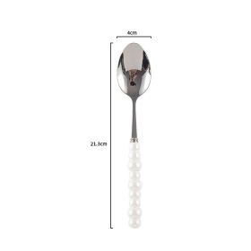 Ceramic Pearl Handle Knife Fork And Spoon Household Eating Soup Spoon Western Foodsteak Knife And Fork (Option: white spoon)