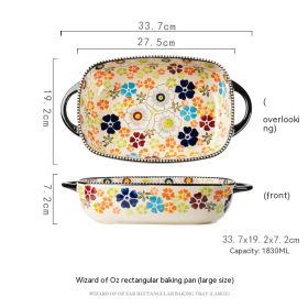 Hand Painted Embossed Wizard Of Oz Handle Ceramic Ovenware Bowl (Option: Rectangular Baking Tray 1830ml)