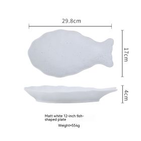 Household Fish Dish Japanese Ceramic Fish Steaming Plate (Option: Matte White)