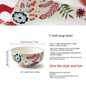 Home American Tableware Hand Drawn Creative Floral Style (Option: 7inch soup bowl)