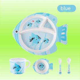 Bamboo Fiber Children's Tableware Set Cartoon Solid Food Bowl (Option: 029 Fairy Fish Blue)