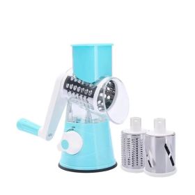 Multifunctional Roller Vegetable Cutter Hand Crank Home Kitchen Shredder Potato Grater (Color: Blue)