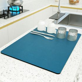 PU Leather Kitchen Countertop Draining Bar Table Insulation Bowl Plate Pot Absorbent Bathroom Mat (Option: Navy Blue-30X40)