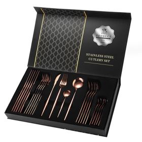 Gift Box Stainless Steel Tableware 24-piece Set (Option: Rose Gold 24 Piece Set)