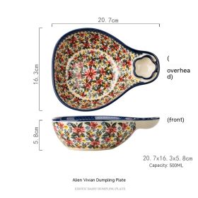 Polish Ethnic Style Hand-painted Embossed Ceramic Plate (Option: Exotic Daisy)