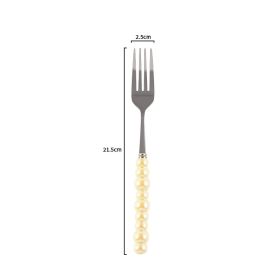 Ceramic Pearl Handle Knife Fork And Spoon Household Eating Soup Spoon Western Foodsteak Knife And Fork (Option: yellow fork)